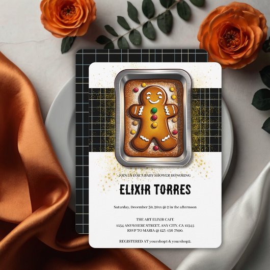 Moderne peperkoek in Pan Baby shower Kaart