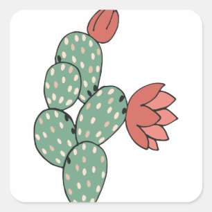 Moderne peren cactus vierkante sticker
