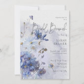 Moderne Periwinkle Blauwe Wildbloemen Bruidsbrunch Kaart (Voorkant)