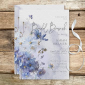 Moderne Periwinkle Blauwe Wildbloemen Bruidsbrunch Kaart