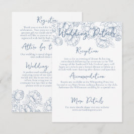 Moderne Periwinkle Blue Boho Bloemen Trouwdetails Informatiekaartje