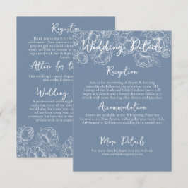 Moderne Periwinkle Blue Boho Bloemen Trouwdetails Informatiekaartje