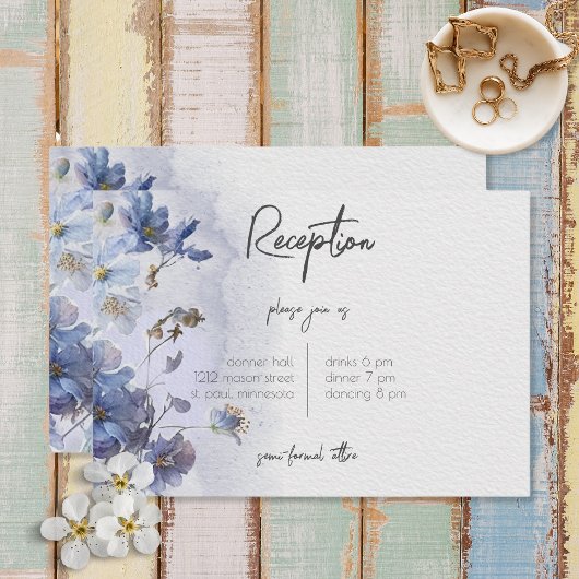 Moderne periwinkle Blue Wildbloemen Ontvangen Informatiekaartje