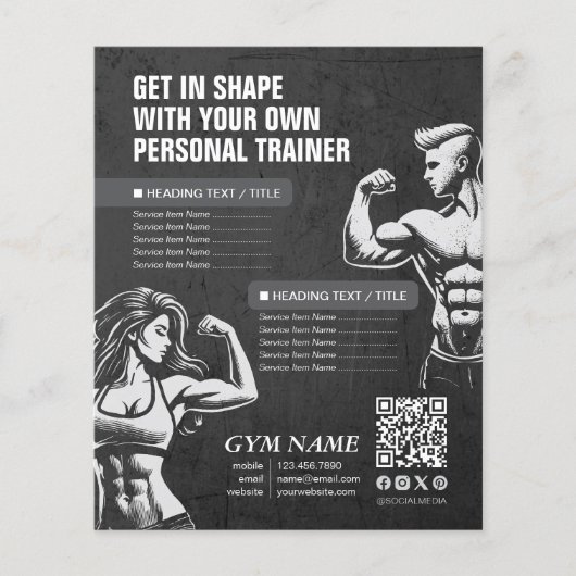 Moderne Personal Fitness Trainer Menu's Prijslijst Flyer (Voorkant)