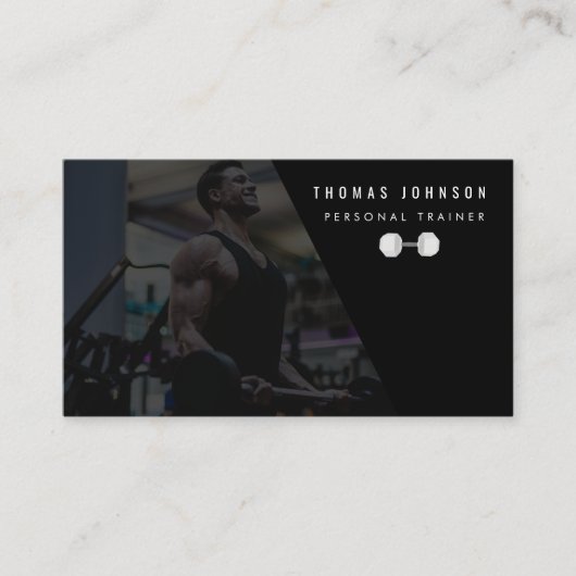 Moderne Personal Trainer Bodybuilder Foto QR-code Visitekaartje (Voorkant)