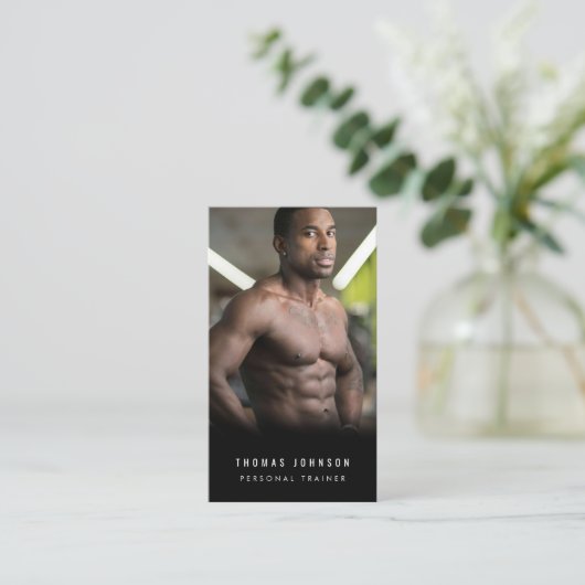 Moderne Personal Trainer Fitness Atleet Foto Visitekaartje (Staand voorkant)