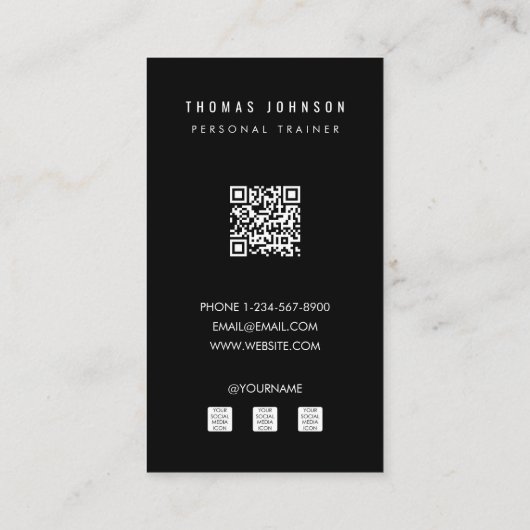 Moderne Personal Trainer Fitness Atleet Foto Visitekaartje (Achterkant)