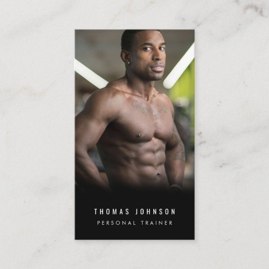 Moderne Personal Trainer Fitness Atleet Foto Visitekaartje (Voorkant)