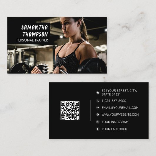 Moderne Personal Trainer Fitness foto noodlijdend Visitekaartje (Voorkant / Achterkant)