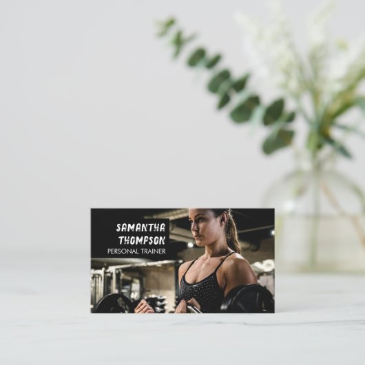 Moderne Personal Trainer Fitness foto noodlijdend Visitekaartje (Staand voorkant)