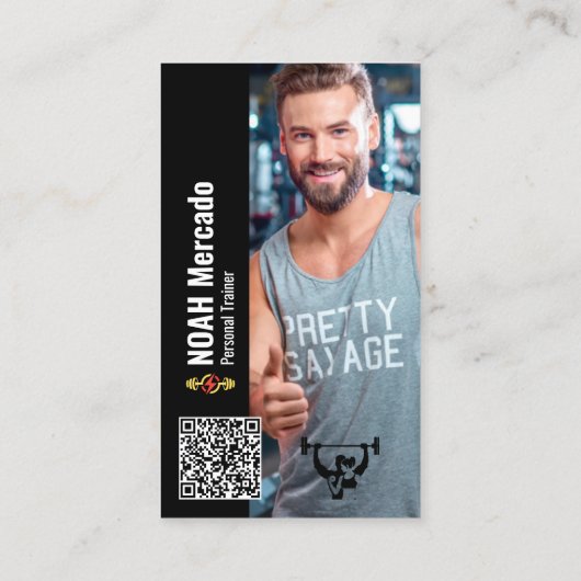 Moderne Personal Trainer Fitness met Foto Visitekaartje (Achterkant)