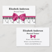 Moderne Personal Trainer met Girly Pink Ribbon Visitekaartje (Voorkant / Achterkant)