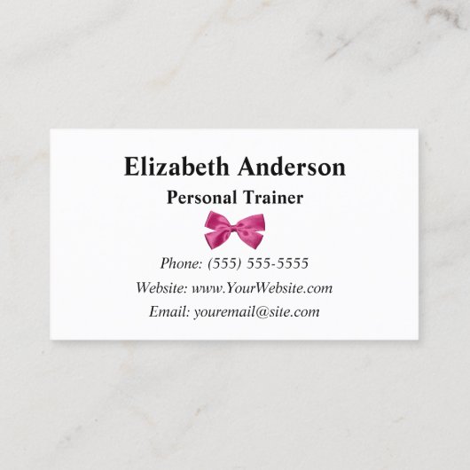 Moderne Personal Trainer met Girly Pink Ribbon Visitekaartje (Achterkant)