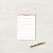Moderne personaliseerbare beige-roze wit post-it® notes (Op bureau)