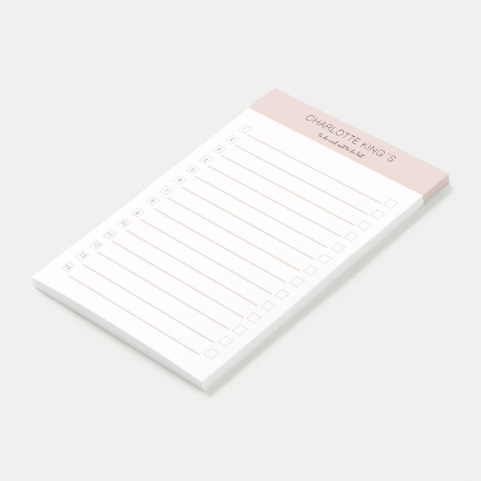 Moderne personaliseerbare beige-roze wit post-it® notes (Schuin)
