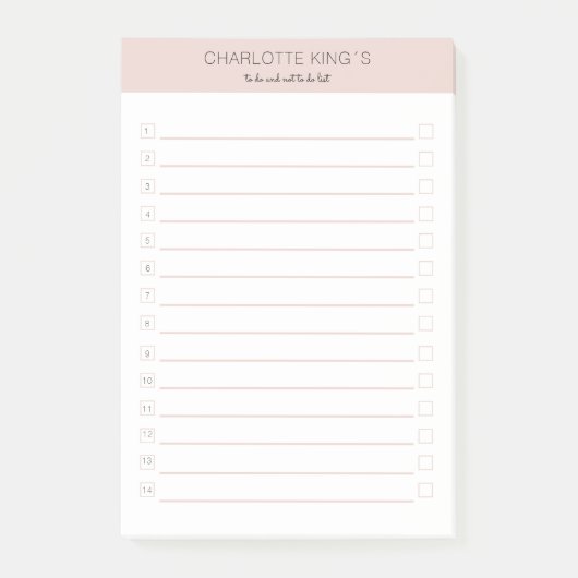 Moderne personaliseerbare beige-roze wit post-it® notes (Voorkant)