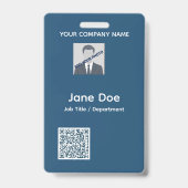 Moderne personeelsfoto ID-badge met QR-code Badge (Voorzijde)
