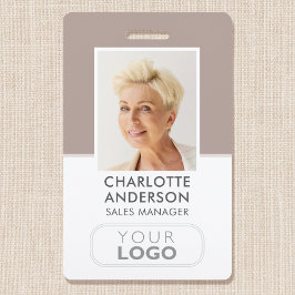 Moderne personeelskaart Naam Bedrijfslogo Taupe Badge