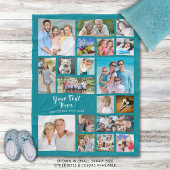 Moderne persoonlijke 19 foto-Collage Blauwgroen Fleece Deken