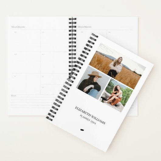 Moderne persoonlijke 3 fotocollage planner (Display)