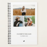 Moderne persoonlijke 3 fotocollage planner<br><div class="desc">Moderne en elegante vormgeving,  gedrukt op Aangepaste 3 foto-inkuilnaamplanner die kan worden aangepast met jouw tekst. Klik op de knop "Aanpassen" en gebruik onze ontwerptool om deze sjabloon te wijzigen. Bekijk de grafische kunstontwerpopslag voor andere producten die bij dit ontwerp passen!</div>