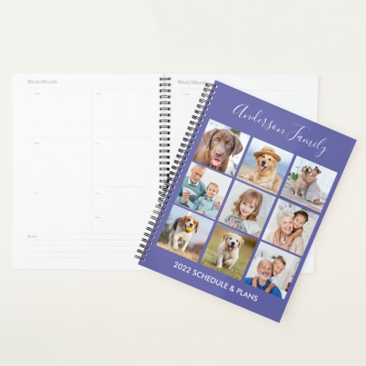 Moderne persoonlijke 9 fotocollage Periwinkle Planner (Display)