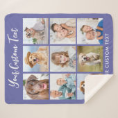 Moderne persoonlijke 9 fotocollage Periwinkle Sherpa Deken (Voorkant (horizontaal))