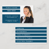 Moderne persoonlijke assistent-foto Blauw Stripe Visitekaartje (Voorkant / Achterkant)