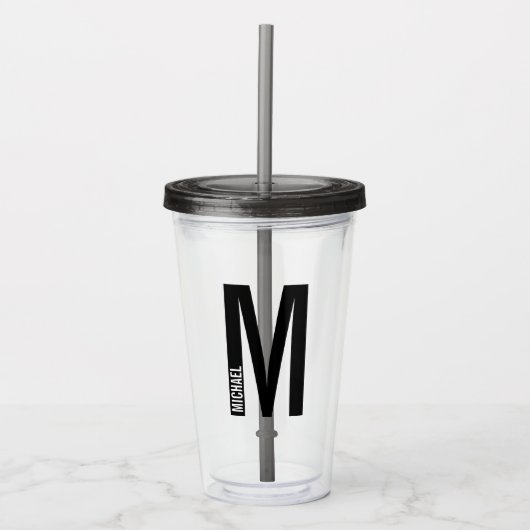 Moderne persoonlijke badmonogram en naam acryl drinkbeker (Voorkant)
