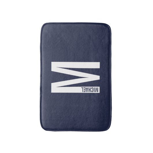 Moderne persoonlijke badmonogram en naam badmat (Voorkant Verticaal)
