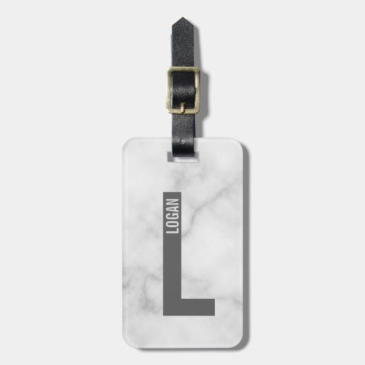 Moderne persoonlijke badmonogram en naam bagagelabel (Voorkant verticaal)