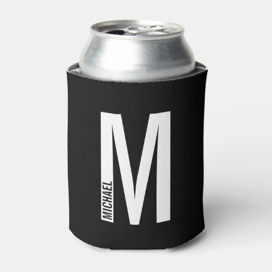 Moderne persoonlijke badmonogram en naam blikjeskoeler (Blikje Voorkant)