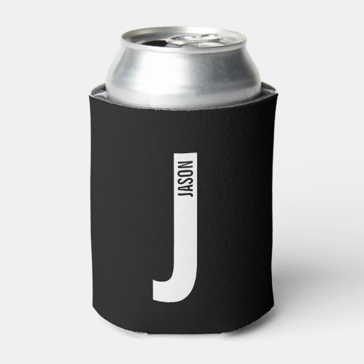 Moderne persoonlijke badmonogram en naam blikjeskoeler (Blikje Voorkant)
