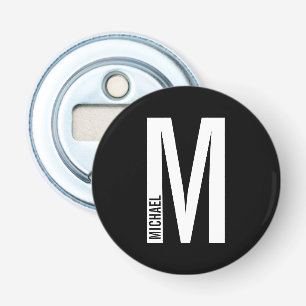 Moderne persoonlijke badmonogram en naam button flesopener