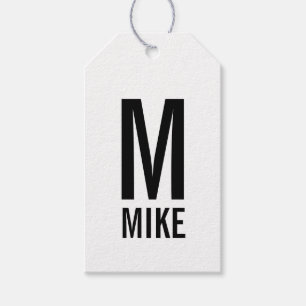 Moderne persoonlijke badmonogram en naam cadeaulabel