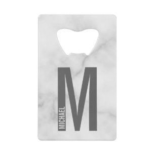 Moderne persoonlijke badmonogram en naam creditkaart flessenopener