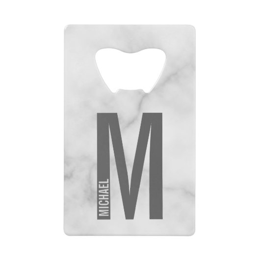 Moderne persoonlijke badmonogram en naam creditkaart flessenopener (Voorkant)