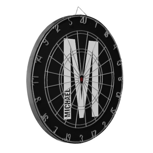 Moderne persoonlijke badmonogram en naam dartbord (Voorkant Links)