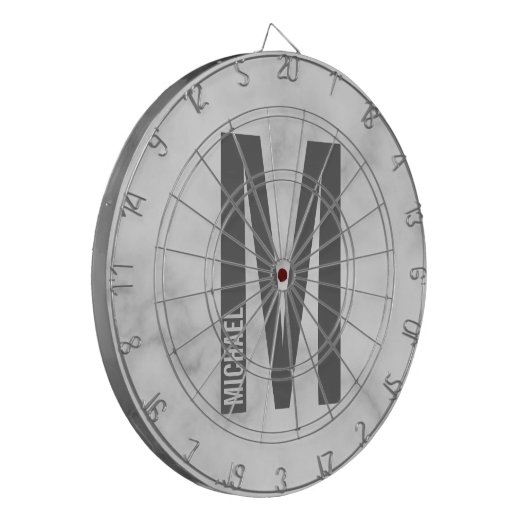 Moderne persoonlijke badmonogram en naam dartbord (Voorkant Links)