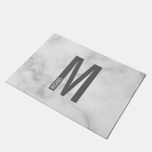 Moderne persoonlijke badmonogram en naam deurmat (Schuin)