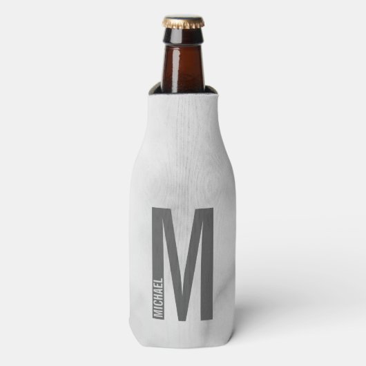 Moderne persoonlijke badmonogram en naam flesjeskoeler (Fles Voorkant)