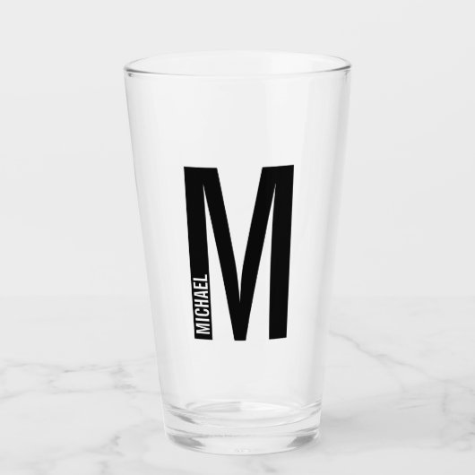 Moderne persoonlijke badmonogram en naam glas (Voorkant)