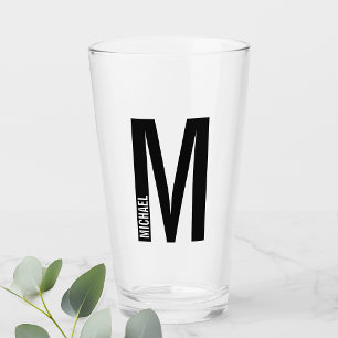 Moderne persoonlijke badmonogram en naam glas