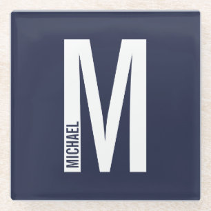 Moderne persoonlijke badmonogram en naam glazen onderzetter