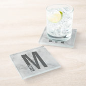 Moderne persoonlijke badmonogram en naam glazen onderzetter (Schuin)