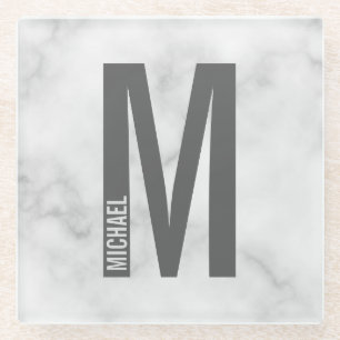 Moderne persoonlijke badmonogram en naam glazen onderzetter