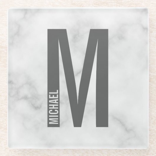 Moderne persoonlijke badmonogram en naam glazen onderzetter (Voorkant)