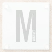 Moderne persoonlijke badmonogram en naam glazen onderzetter (Achterkant)