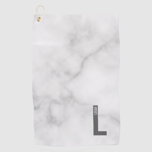 Moderne persoonlijke badmonogram en naam golfhanddoek (Voorkant)