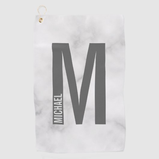 Moderne persoonlijke badmonogram en naam golfhanddoek (Voorkant)
